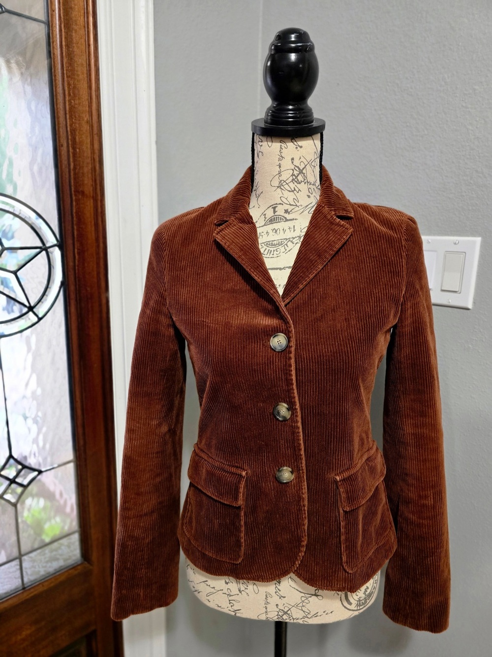 VINTAGE Theory Y2K Brown Corduroy Blazer Jacket Made in USA Size 6